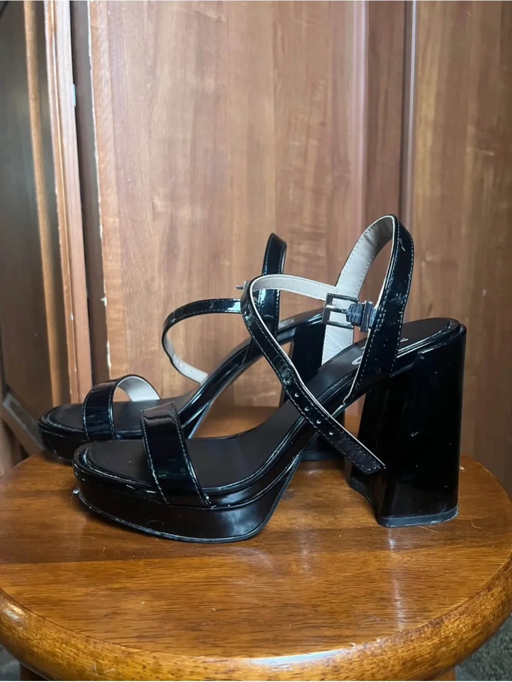 Black Mix No. 6 Platform Block Heel Sandals
